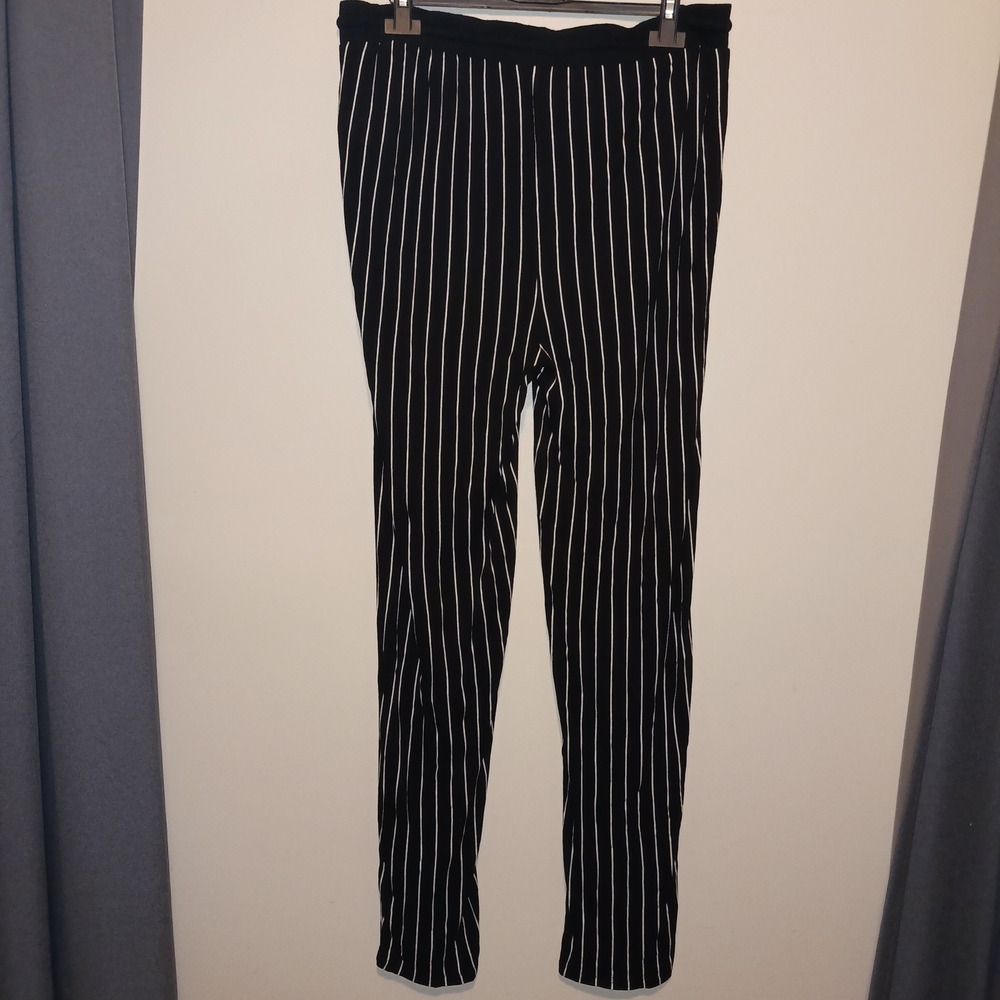 Lascana Black White Striped Comfy Jogger Beach lounge casual pants10 - Picture 5 of 8